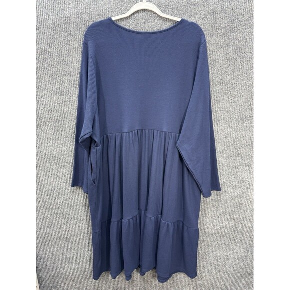 Torrid At The Knee Jersey Waffle Skater Dress Size 4X Navy Blue Tiered Crew Neck - Picture 5 of 12